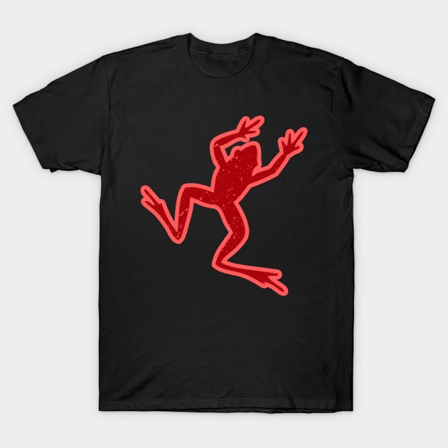 Vintage Illustration Red Frog Silhouette Birthday Gift T-Shirt by GBDesigner